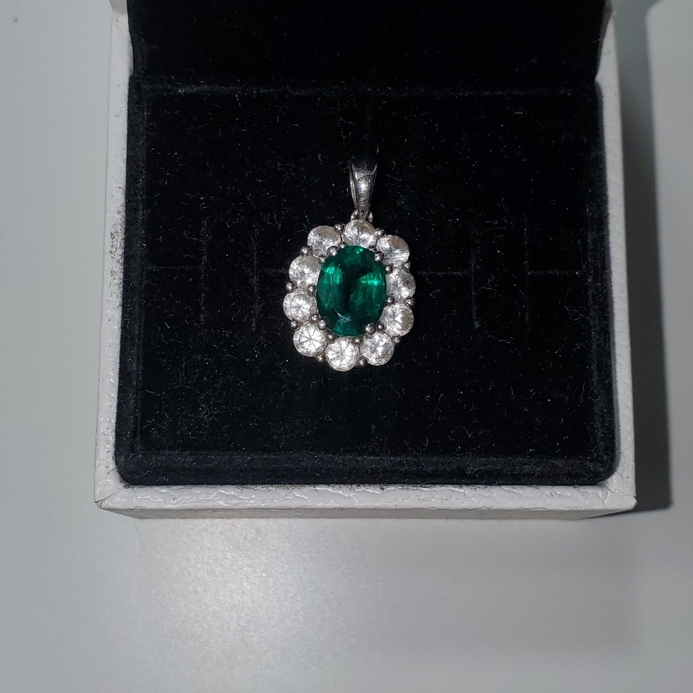 Emerald green necklace charm